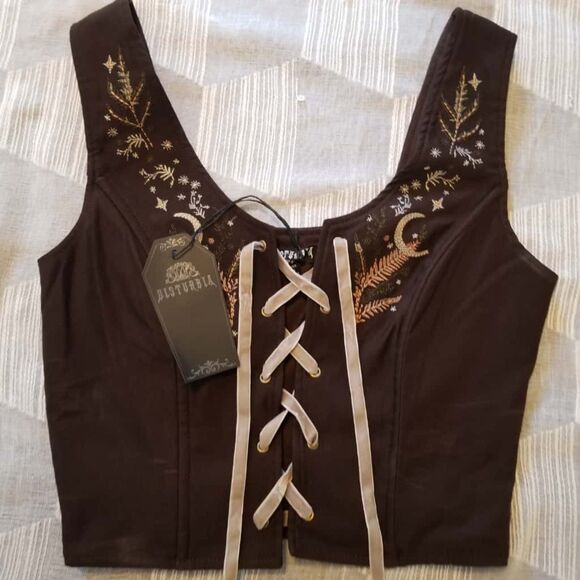 NWT Disturbia Abellona Embroidered Tie Up Corset US Size 4 - Picture 4 of 9